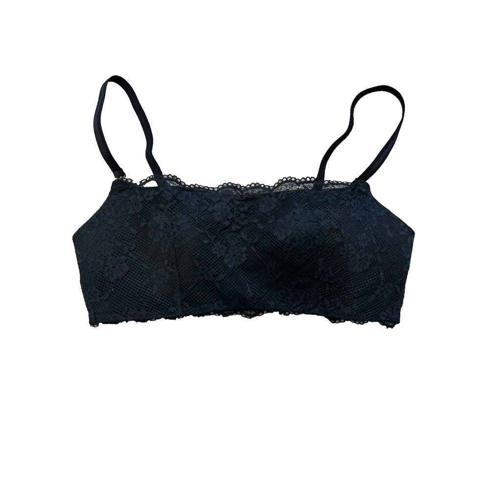Victoria Secret Bralette Bandeau Lace Womens Large Black Adjustable Strap Whimsy